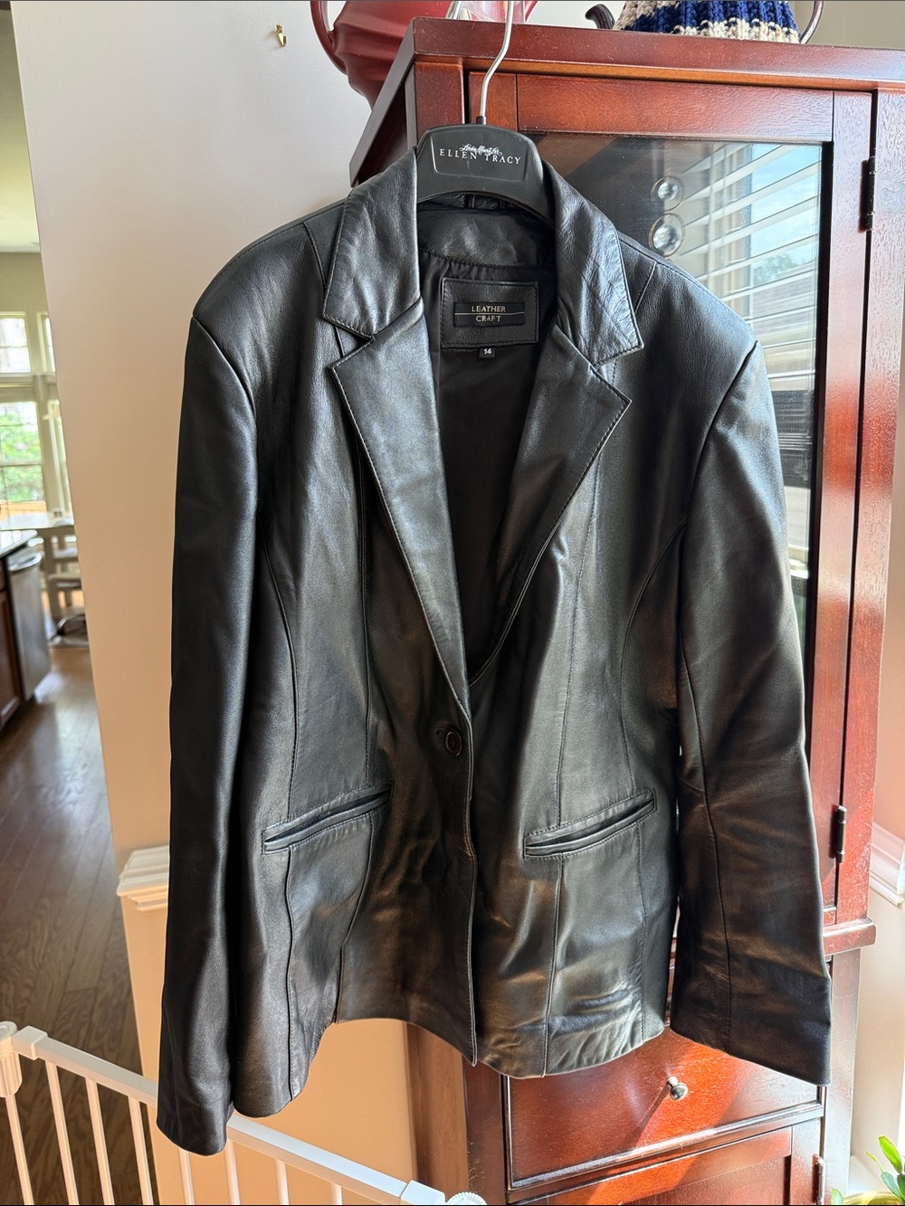 Leather Blazer Jacket - Black by Leather Craft